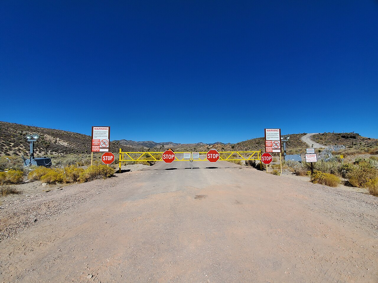 Area 51 perimeter warning sign — the entrance to the facility Lazar said held S-4