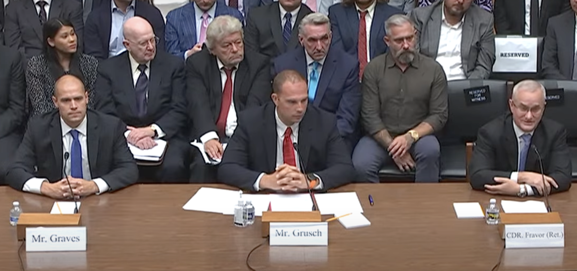 The 26 July 2023 House Oversight UAP hearing: David Grusch, Ryan Graves, and David Fravor.